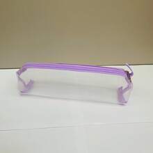 1pc Pink Transparent Square Mesh Pencil Case, Lightweight And Practical, Suitable For Office Desk, Portable Storage Bag, Large Capacity Makeup Brush Bag, Random Color, Random Packaging - A - View 7