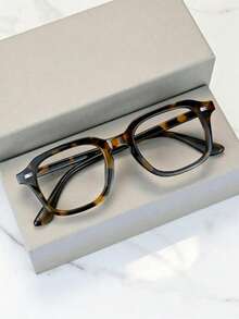 1 Pair Fashion Men's Vintage Square Frame Glasses, Women's Office Work Glasses, Phone Computer Glasses, Main Image Does Not Include Glasses Case. - Clear - View 1