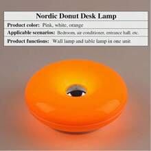 Modern Fashion Style Donut-Shaped Ambient Night Light, Rechargeable Lamp, 3-Color Dimmable, Touch Switch, Suitable For Bedroom, Study, Living Room, Office Decorative Lighting - Multicolor - View 9