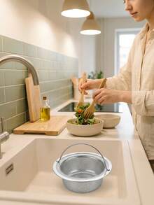 1pc Kitchen Sink Strainer Basket, Stainless Steel Fine Mesh Sink Filter With Handle, Anti-Clogging Food Catcher Drain Strainer For Kitchen Sinks, Fits Most Standard Sink Drains, Heavy Duty & Rust-Resistant - Multicolor - View 4