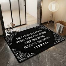 1pc Witch Welcome Doormat, High-Quality Velvet, Protective Spell Halloween Doormat, Gothic Moon Phase Fun Doormat, Suitable For Autumn, Halloween, Thanksgiving Atmosphere Decoration, Doormat, Home Decor, Area Rug, Welcome Mat, Carpet, Floor Mat - A - View 1
