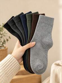 1/5 Pairs Unisex Multi-Color Soft Comfortable Breathable Moisture-Wicking Casual Socks, Suitable For Autumn/Winter Daily Wear, Sports, College Style, All Seasons - Multicolor - View 3