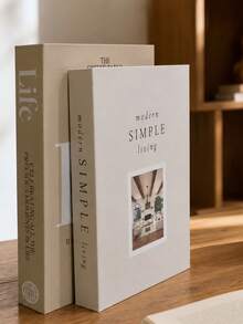 2 Pieces Home Decoration Simulation Book, Paper, Suitable For Coffee Table, Bookshelf Or Mantel, Used For Background Wall Decoration, Bookshelf Decoration And Desktop Decoration, Folded And Shipped, DIY Hand-Assembled, Easy To Transport. - Beige-white - View 5