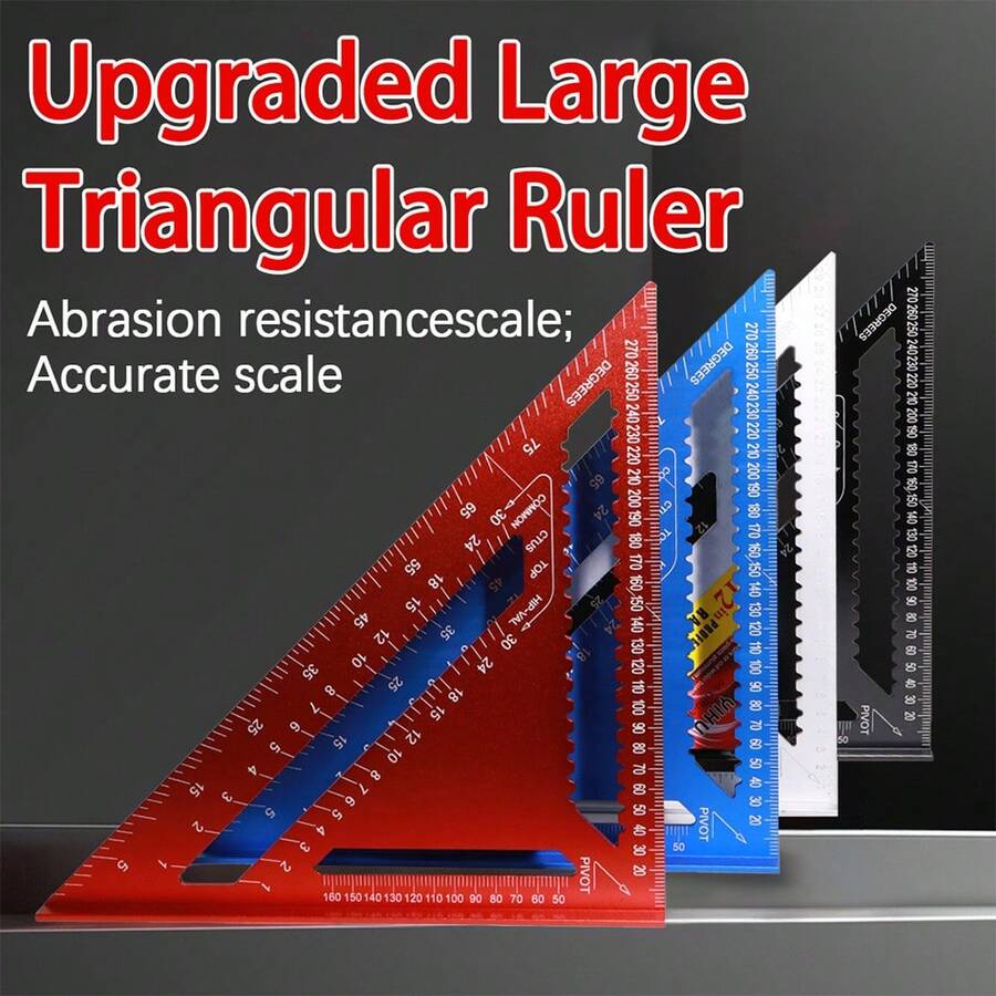 Regla cuadrada de aluminio de precisión - Regla triangular para carpintería, adecuada para carpintería, proyectos DIY, decoración del hogar y diseño, herramienta de medición, herramienta de carpintería, perfecta para entusiastas del DIY, herramienta de decoración del hogar, regla ligera