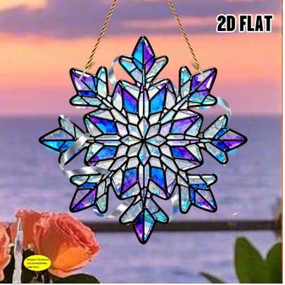 2D Flat, 1pc Snowflake Shaped Acrylic Sun Catcher, Decorative Sign And Plaque, Home Decor Hanging Ornament, Exquisite Decoration With Dreamy Blue-Purple Gradient Luster, Suitable For Holiday Celebration Scenes, Halloween, Christmas, Mother's Day, Father's Day, Valentine's Day, Birthday, First Choice Gift