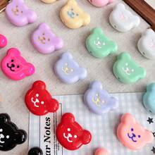 Solid Color Dripping Oil Smiling Face Acrylic Bear Head Pendant DIY Handmade Keychain Bag Hanging Accessories Gift Matching - Multicolor - View 5