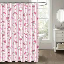 SANRIO 4pcs Multi-Pattern Hello Kitty Bathroom Shower Curtain Set[1pc Shower Curtain 180x180cm+3pcs Mat 38x44cm+38x45cm+45x75cm] - Shower Curtain Set - View 5