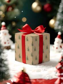 1 Roll Of Christmas Gift Wrapping Paper, Kraft Paper With Christmas Tree Pattern Design., 1 Roll Size: 43 Cm X 300 Cm,Perfect For Christmas Gift Wrapping,Decorating For Christmas Parties,Home Festive Decoration,DIY Craft,Festive Favour Wrapping - A - View 6