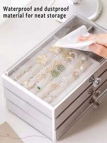 3-Layer Transparent Acrylic Jewelry Storage Box, Large Capacity Desktop Drawer Storage Box, 5-Layer Acrylic Jewelry Box, Velvet Jewelry Tray, Portable Jewelry Display Box, Stackable Drawer Storage Rack - Multicolor - View 8