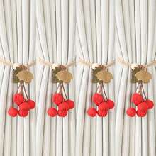 Handmade Fabric Cherry Curtain Tieback Rope, Cute Fruit Shape Window Curtain Holdback, Decorative Curtain Tie For Bedroom, Living Room, Farmhouse Home Window Decoration - Hawthorn Flower Lace-up - View 33
