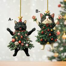 1pc Christmas Tree Kitten Christmas Pendant Suitable For Keychain, Bag, Car Rearview Mirror, Backpack Charm, New Christmas Black Cat White Cat Christmas Tree Children's Gift Keychain Pendant Backpack Key Ring Charm - Multi-color - View 1