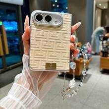 1pc Cute Multi-Color Silver Edge Geometric Gradient Leather Texture Popular Fashion Apple Phone Case Folding Phone Case Protective Cover Smart Phone Case Fashion Phone Cover Lightweight Shockproof Anti-Slip Smart Phone Case Compatible With Apple Duo - Multicolor - View 17