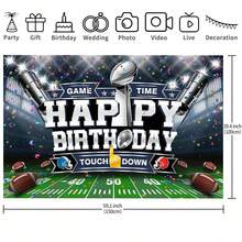 1pc Football-Themed Birthday Backdrop Banner; Perfect For Football Victory Celebrations, Birthday Parties, And Baby Showers-Suitable For Use As A Cake Table Backdrop Or Photo Background. - View 6