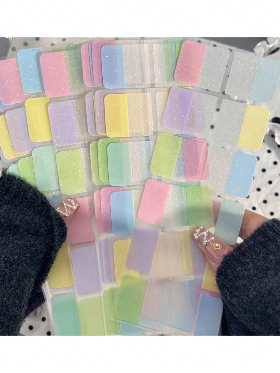 10 Sheets (120 Pieces) Beautiful Macaron Color Glitter Transparent ...