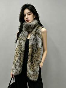 Women's Leopard Print Scarf, Fashionable Neck Scarf And Collar Style Winter Accessory, Long Animal Pattern Shawl, Suitable For Autumn/Winter Outfits, Soft Touch Layering Piece, Applicable For Daily Wear, Street Style, Travel, Holidays, Parties, Gifts And Cold Weather Styling - Multicolor - View 2