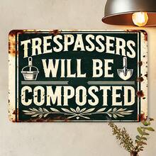 2D復古「入侵者將被堆肥」警告木製標誌，適用於庭院牆面裝飾、圍欄、車庫、室內牆面裝飾，絕佳禮物/無需用電 - TM35 - 查看 8
