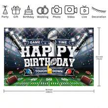 1pc Football-Themed Birthday Backdrop Banner; Perfect For Football Victory Celebrations, Birthday Parties, And Baby Showers-Suitable For Use As A Cake Table Backdrop Or Photo Background. - View 7