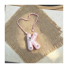 You Can Make Your Own White Diamond Letter Car Rearview Mirror Hanger. It Features A Silver Bead Chain Design, With An Elegant Shiny Cream Texture. It Can Be Easily Hung On The Car's Rearview Mirror And Is A Charming Interior Decoration For Your Car. - Letter Pendant - View 60