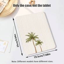 1件翻蓋式桌面保護殼，附筆槽，棕櫚樹與條紋圖案，360°旋轉支架，內建筆槽，PU皮革保護殼附支架，自動睡眠/喚醒功能，相容於 Honor 8/9/10、Honor X8/X8A/X9/X8Pro/X9Pro/X9A/V8 Pro/GT 11.5吋及其他機型 - 款式1 - 查看 2