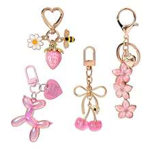 4pcs Handbag Charms, Cute Cherry Bow Keychain Wallet Accessories Pendant - Multicolor - View 11