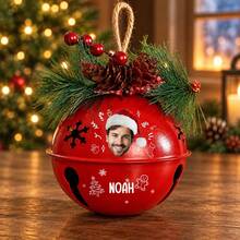 1pc Personalized Photo Christmas Bell Ornament,Custom 2026 Jingle Bell, Christmas Tree Decor,Holiday Bell Ornament, Window Entry Door Decor,Bell Ornament Custom, Christmas Gift - Red - View 9