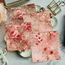 24 Sheets 6*6 Inch Soft Pink Rose Embossed Scrapbooking Paper, French Vintage Rococo Style Decorative Paper For Collage, Origami And Handmade Projects, DIY Paper, Scrapbook, Bullet Journal, Greeting Cards, Gift Wrapping - Square - View 8