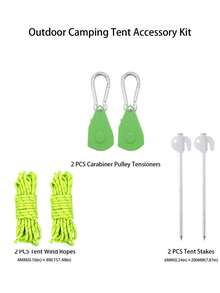 3PCS.6PCS. Outdoor Camping Tent Accessories Kit Adjustable Guy Rope + Ground Stakes + Hooks + Pulley Tensioner - Multicolor - View 17