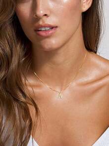 A Simple Stainless Steel 26 Letter Pendant Necklace For Women. - Multicolor - View 3