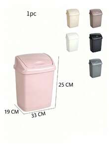 27L Large Capacity Plastic Trash Can, Swing Lid Design, Stable Structure, Space Saving, Suitable For Bedrooms, Offices, Bathrooms, Kitchens And Toilets, Ideal Household Essential - Random Color - View 12