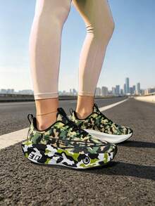 Chaussures de course pour femmes, tige en tissu minimaliste, semelle EVA haute élasticité, unisexe, chaussures de tennis de sport pour un usage quotidien décontracté - Vert armée - Voir 4