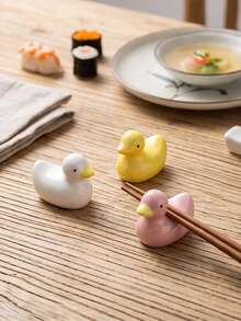 1個可愛小鴨陶瓷筷架，優雅日式筷托，適用於餐廳、餐桌、廚房、飯店、派對裝飾 - 查看 1