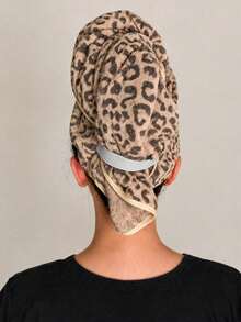 1pc/4pcs Leopard Print Quick Dry Hair Towel, Coral Fleece Super Absorbent Hair Towel With Hanging Loop, Fast Drying Bath Cap Suitable For Long Curly Hair, Soft Frizz-Free Women's Headwrap, For Home And Travel Use, Best Gift For Partner - Multicolor - View 1