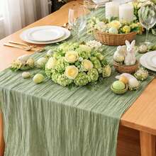 16 Pack Sage Green Cheesecloth Table Runner,Gauze Table Runner, Boho Rustic Semi Sheer Cheese Cloth Fabric Table Decor For Wedding, Party, Baby Shower, Bridal Shower, Birthday, Farmhouse Dining, Garden, Engagement And Home Decor - Sage Green - View 6