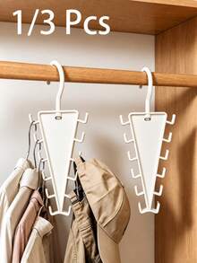 1/3pcs Multi-Hook Space-Saving Hanger, Foldable Multi-Layer Clothing Storage Hook, Closet Organizer, Multi-Function Hat, Belt, Tie, Accessory Hanging Rack - View 1