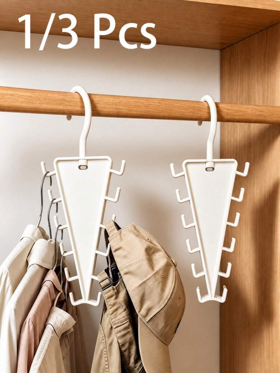 1/3pcs Multi-Hook Space-Saving Hanger, Foldable Multi-Layer Clothing Storage Hook, Closet Organizer, Multi-Function Hat, Belt, Tie, Accessory Hanging Rack - View 1
