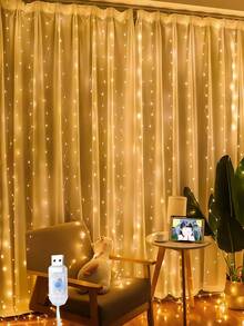 6 buah Lampu Hias Tirai LED, 8 Mode Pencahayaan dengan Kontrol Jarak Jauh, Lampu Peri, Bertenaga USB, Tahan Air, Cocok untuk Natal, Pernikahan, Pesta, Rumah, Taman, Kamar Tidur, Dekorasi Dinding - Lampu Tirai - View 7