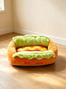 1pc Cute Bread Hot Dog Shaped Pet Bed, Universal For Cats And Dogs, Removable And Washable Pet Mat, Comfortable Soft Small Pet Sofa, Non-Slip Bottom Design - Multicolor - View 9