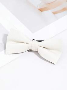 1Pc Men Off White Textured Matte Classic Formal Pre-Tied Bow Tie For Wedding Party Business Tuxedo - Multicolor - View 6
