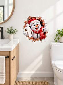 SUPSTICKER Funny Christmas Break Wall Bathroom Wall Sticker, Peel And Stick Removable Holiday Decor, 9.31*12.80 In, 4 Patterns Available - Christmas - View 5