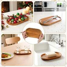 Versatile, Oval Mini Wooden Tray, 19 X 10.5 Cm, Suitable For Use At Home As A Snack Tray, Cosmetic Organizer, And Jewelry Tray - Brown - View 4