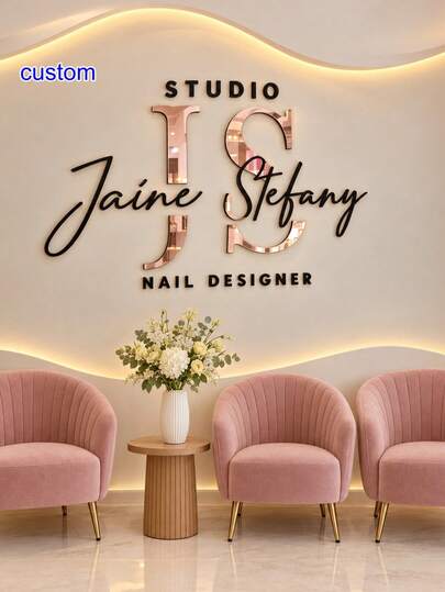 1pc Personalized Custom Text Logo, Acrylic Mirror & Black Letter Cutout, Laser Cut Corporate Sign, Laser Cut Logo Sign, Corporate Wall Sign, Indoor Decor Commercial Logo Studio Custom