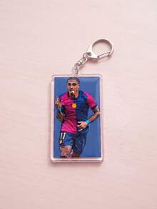 1Pc/4Pcs Raphinha Themed Acrylic Keychains, Featuring Jersey Back, Celebration Pose, Shooting Silhouette And Colorful Pop Art Portrait Design, Fashionable Bag Charm, Suitable For Back To School, Gift For Football Fans, Exquisite Collection, All Seasons - Multicolor - View 6