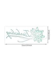Floral Cursive Quote Temporary Tattoo Stickers, Multi-Color Thin Line Flower & Elegant Script Words, 5 Designs Pack, Waterproof Aesthetic Fake Tattoos For Collarbone Shoulder - Multicolor - View 9
