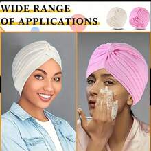 ZTZI 4Pcs Knotted Turban Headwrap For Women, Soft Stretchy Pleated Beanie Cap, Hair Loss Hat For Chemo, Muslim Hijab Solid Color Bohemian Polyester Bonnet For Daily Wear All Seasons - KK 4-piece Turban Cap Set - View 3