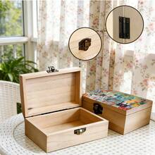 1pc Wooden Storage Box, Travel Theme Gift Box With Illustration, Small Keepsake Box For Souvenir Storage, Memory Preservation, Desk Organization, Modern Home Decor - Multicolor - View 3