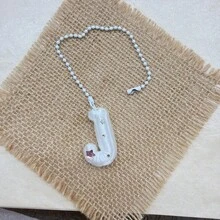 You Can Make Your Own White Diamond Letter Car Rearview Mirror Hanger. It Features A Silver Bead Chain Design, With An Elegant Shiny Cream Texture. It Can Be Easily Hung On The Car's Rearview Mirror And Is A Charming Interior Decoration For Your Car. - Letter Pendant - View 15