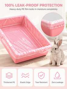 50pcs Disposable Plastic Rabbit Cage Liner Film, Clear Waterproof Litter Pan Cover Mat For Guinea Pigs, Bunny, Hamsters, Chinchillas, Leakproof Waste Bag For Quick Cage Cleaning, Small Animal Toilet Box Film & Indoor Pet Care Supplies - White - View 2