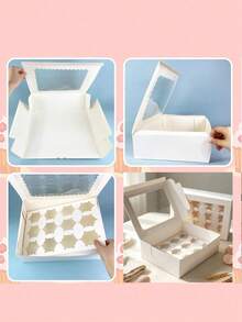 8/4/3pcs/1PC Cardboard Candy Cookie Boxes With Window, 6-Cavity Muffin Boxes, Large Candy Cookie Boxes For Birthday, Wedding, Valentine's Day Gift Packaging - Paper - View 8