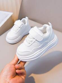 1 Pair Baby Soft Sole White Sneakers, Suitable For All Seasons - White - View 8