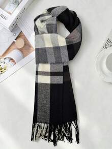 Unisex Couple's Herringbone Pattern Fringed Scarf Soft Warm Rectangle Shawl For Spring , Autumn , Winter - MultiWarna - View 1
